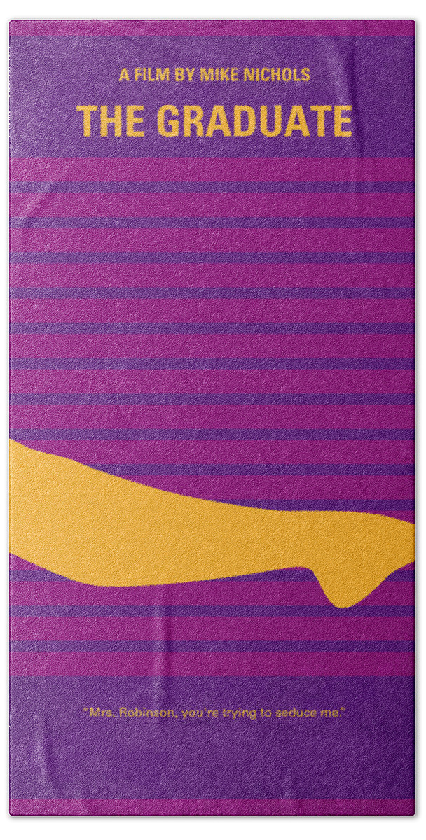 The Beach Towel featuring the digital art No135 My THE GRADUATE minimal movie poster by Chungkong Art