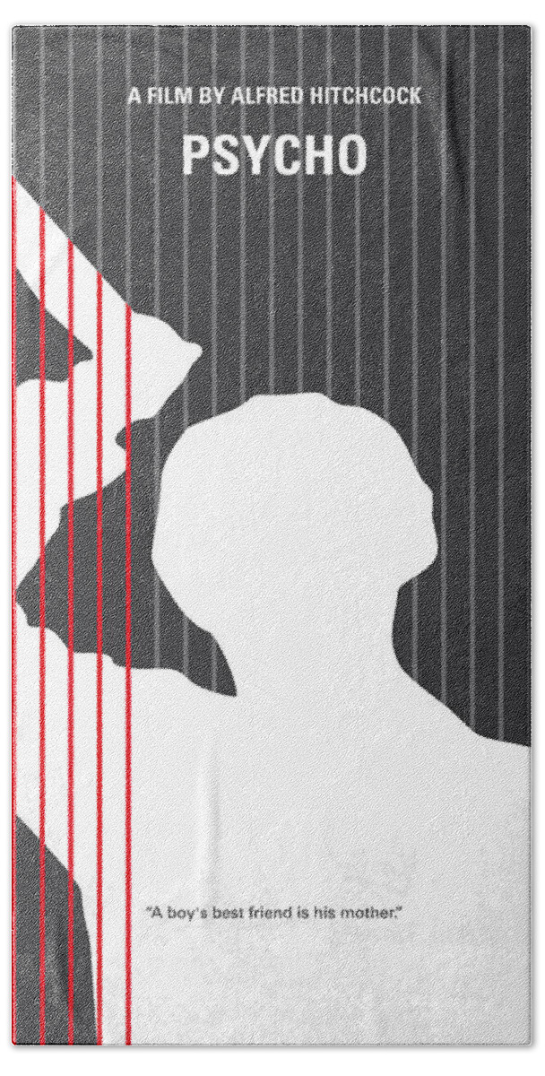 Psycho Beach Towel featuring the digital art No185 My Psycho minimal movie poster by Chungkong Art