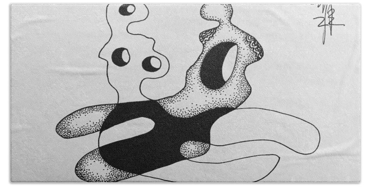 Abstract Beach Towel featuring the drawing No.58 by Fei A