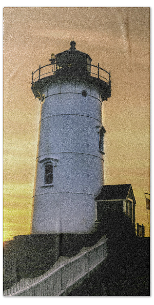 Starburst Beach Towel featuring the photograph Nobska Lighthouse with Starburst by TS Photo