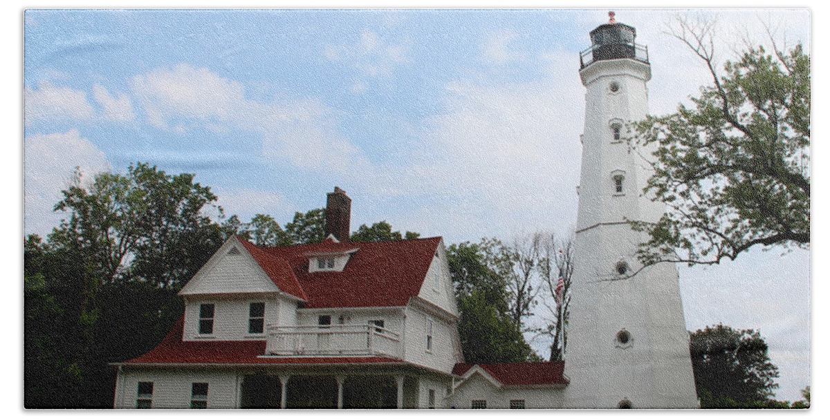 Light Beach Towel featuring the photograph North Point Lighthouse 1 by George Jones