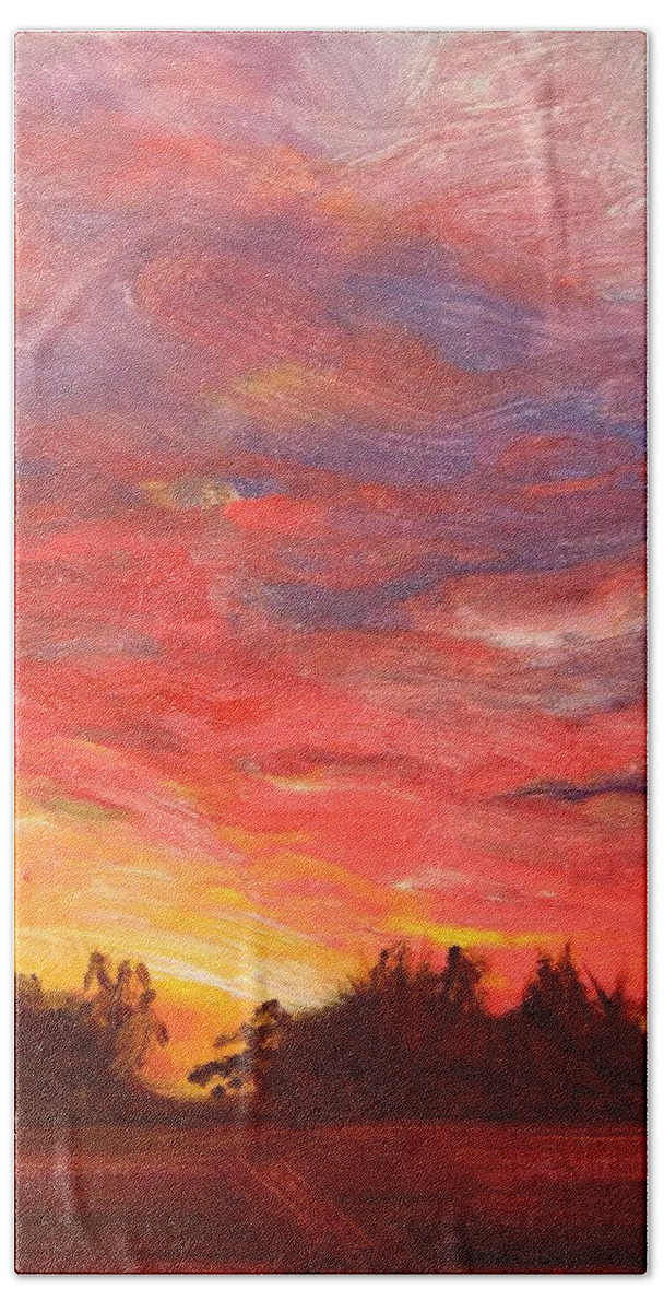 Sunset Beach Towel featuring the painting November Sunset by Robie Benve