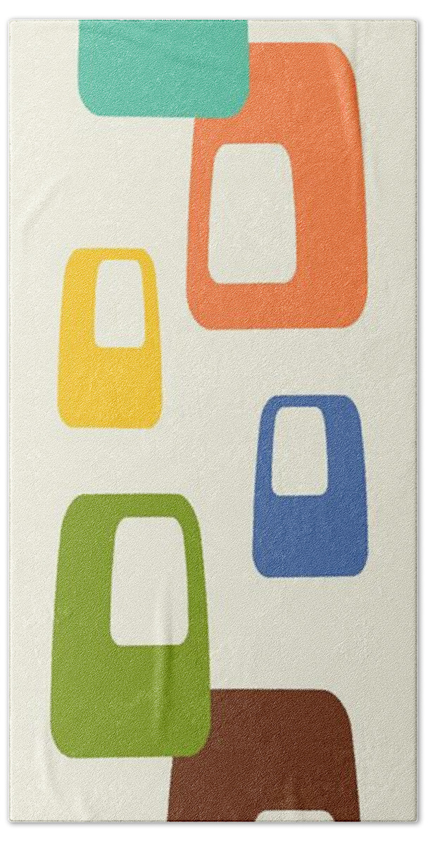 Mid Century Modern Beach Towel featuring the digital art Oblongs by Donna Mibus