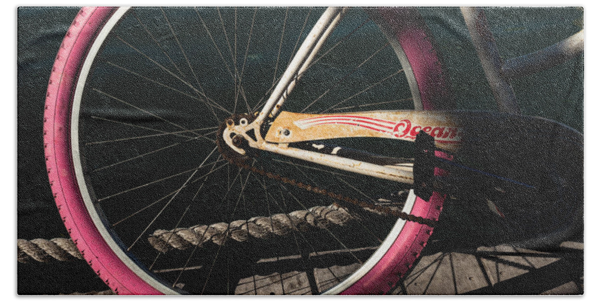 Bicycle Beach Towel featuring the photograph Ocean-Pacific in Pink by Ed Gleichman