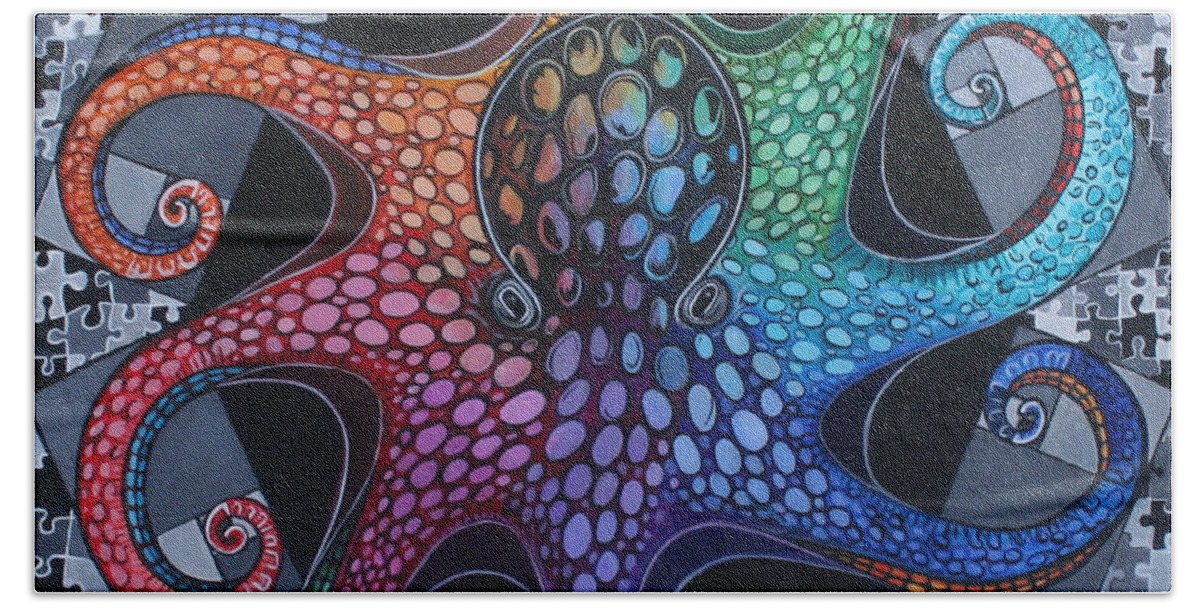 Octopus Beach Sheet featuring the painting Octonacci by Kate Fortin
