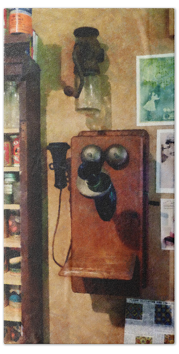 Telephone Beach Towel featuring the photograph Old-Fashioned Telephone by Susan Savad