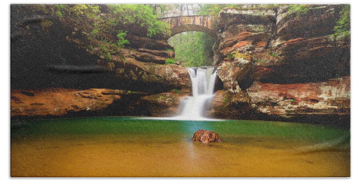 Hocking Hills Beach Towel featuring the photograph Old Man's Cave Upper Falls by Keith Allen