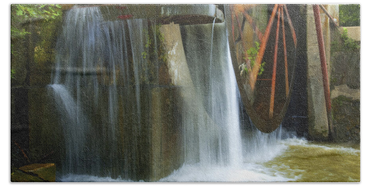 Water Beach Towel featuring the photograph Old mill water wheel by Paul W Faust - Impressions of Light