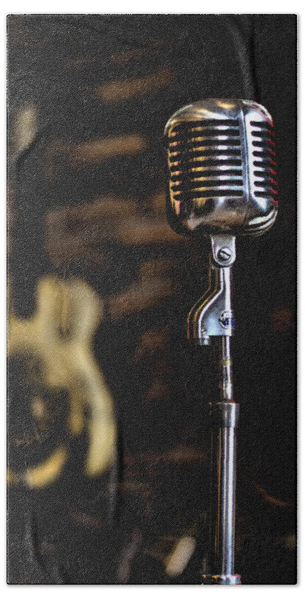 Microphone Beach Towel featuring the photograph Old School by Heather Applegate