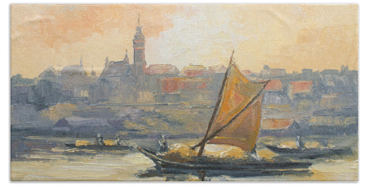 Poland Beach Towel featuring the painting Old Warsaw by Luke Karcz