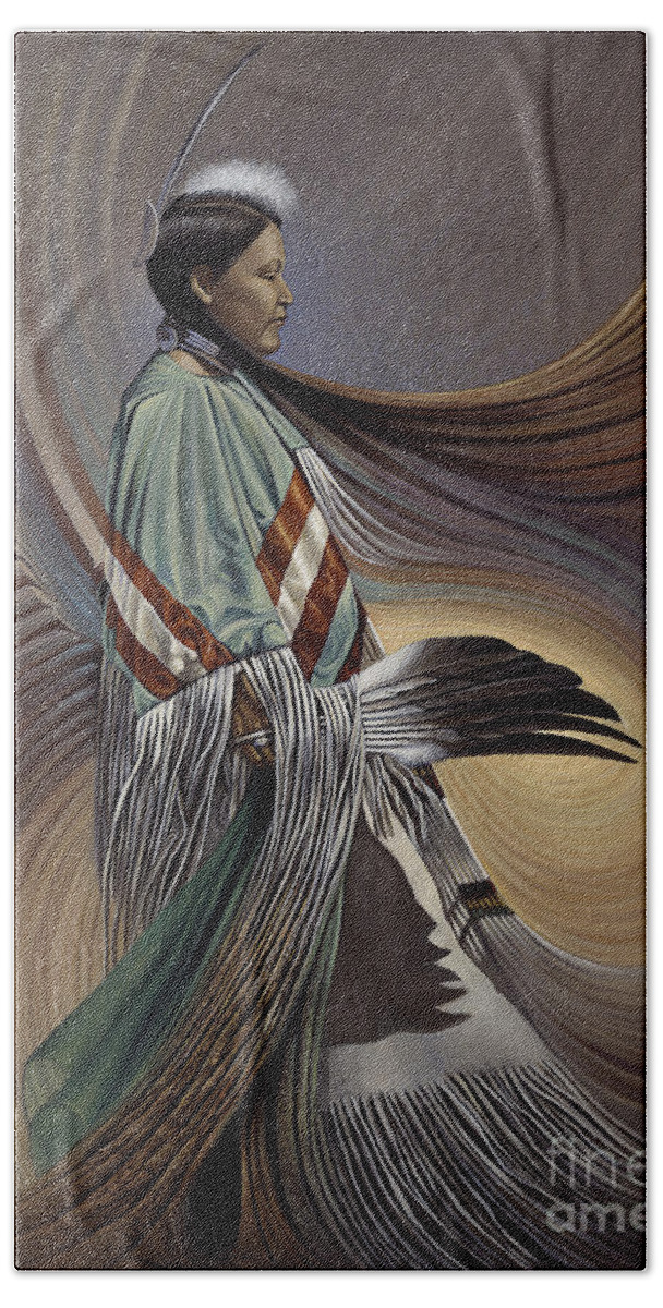 Native-american Beach Sheet featuring the painting On Sacred Ground Series I by Ricardo Chavez-Mendez
