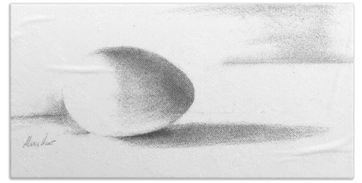 Still Life Beach Towel featuring the drawing One Egg Only by Maria Hunt