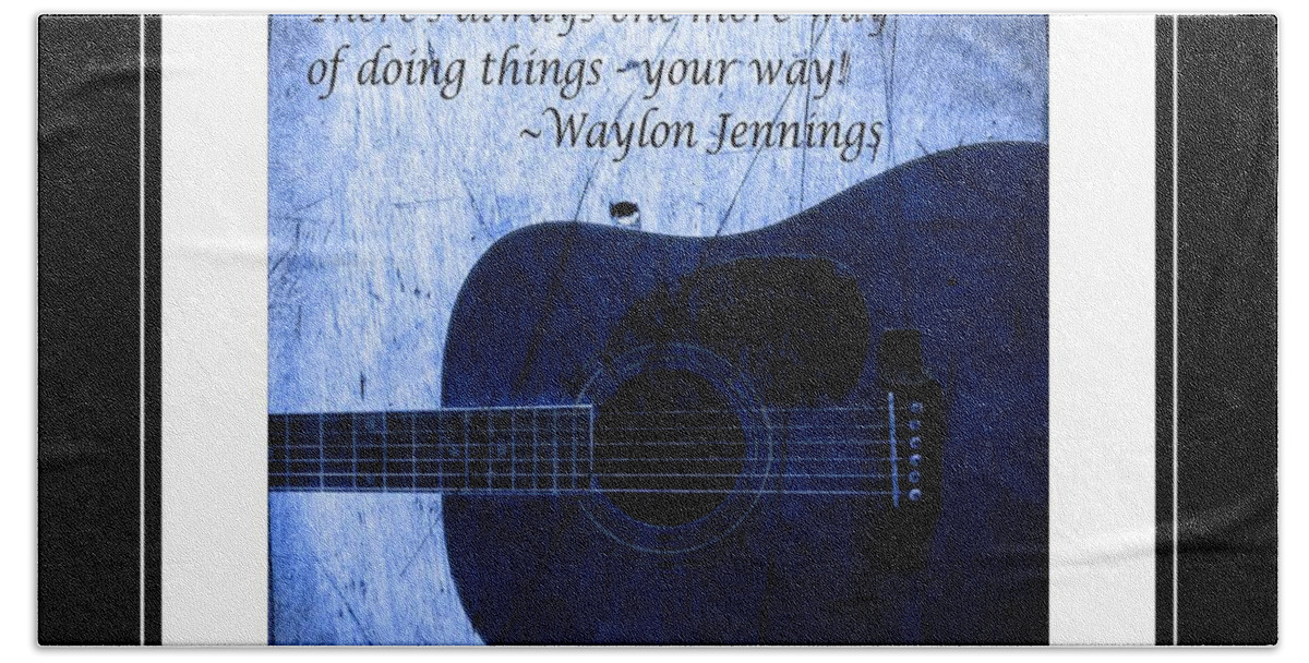 One More Way - Waylon Jennings Beach Towel featuring the mixed media One More Way - Waylon Jennings by Barbara A Griffin