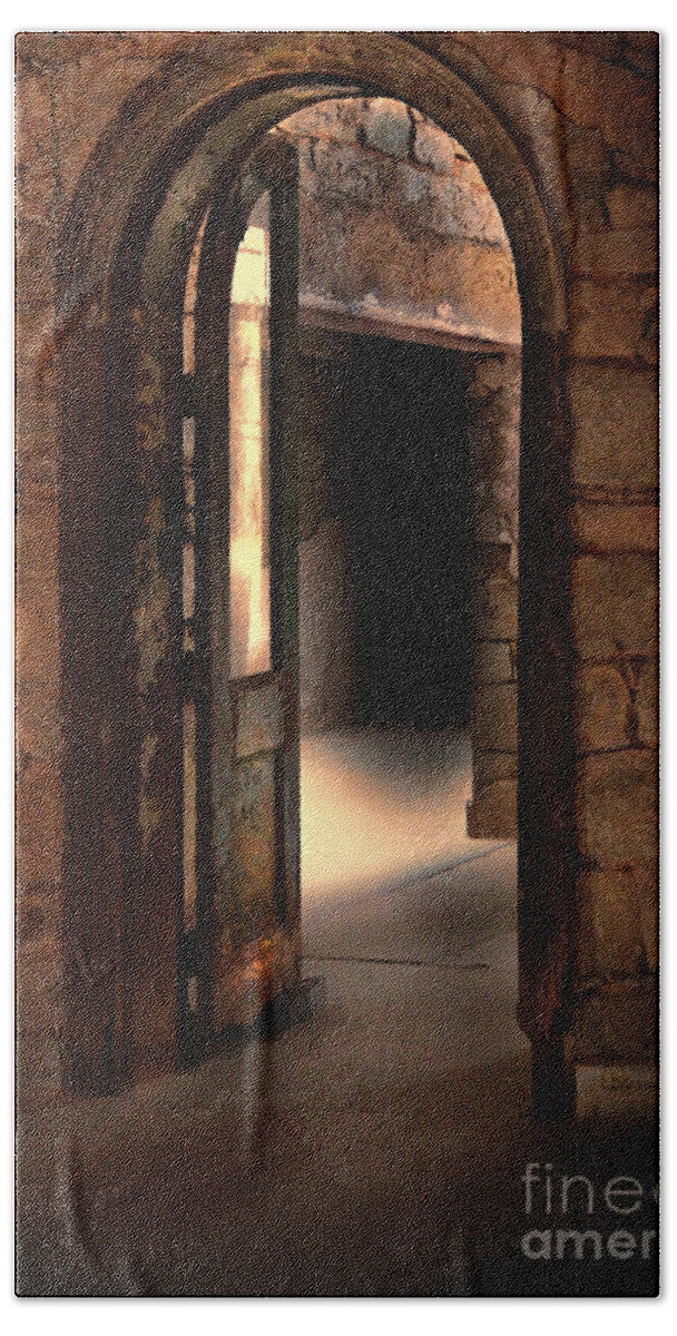 Door Beach Towel featuring the photograph Open Doorways in Old Building by Jill Battaglia