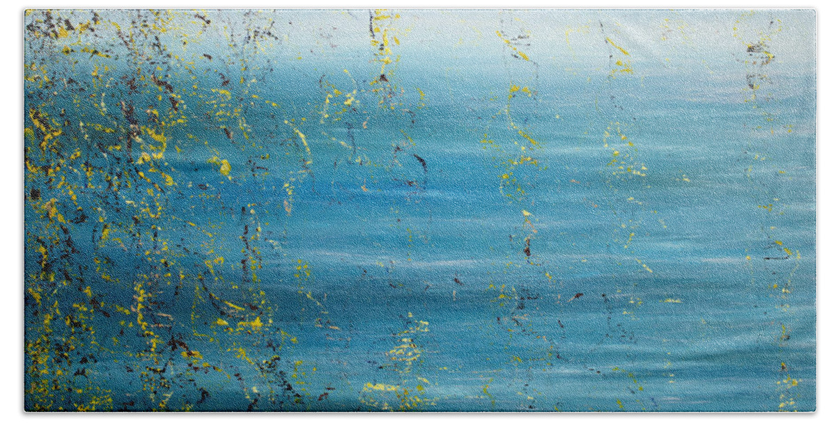 Derek Kaplan Art Beach Towel featuring the painting Opt.11.15 Got My Own Sunshine by Derek Kaplan