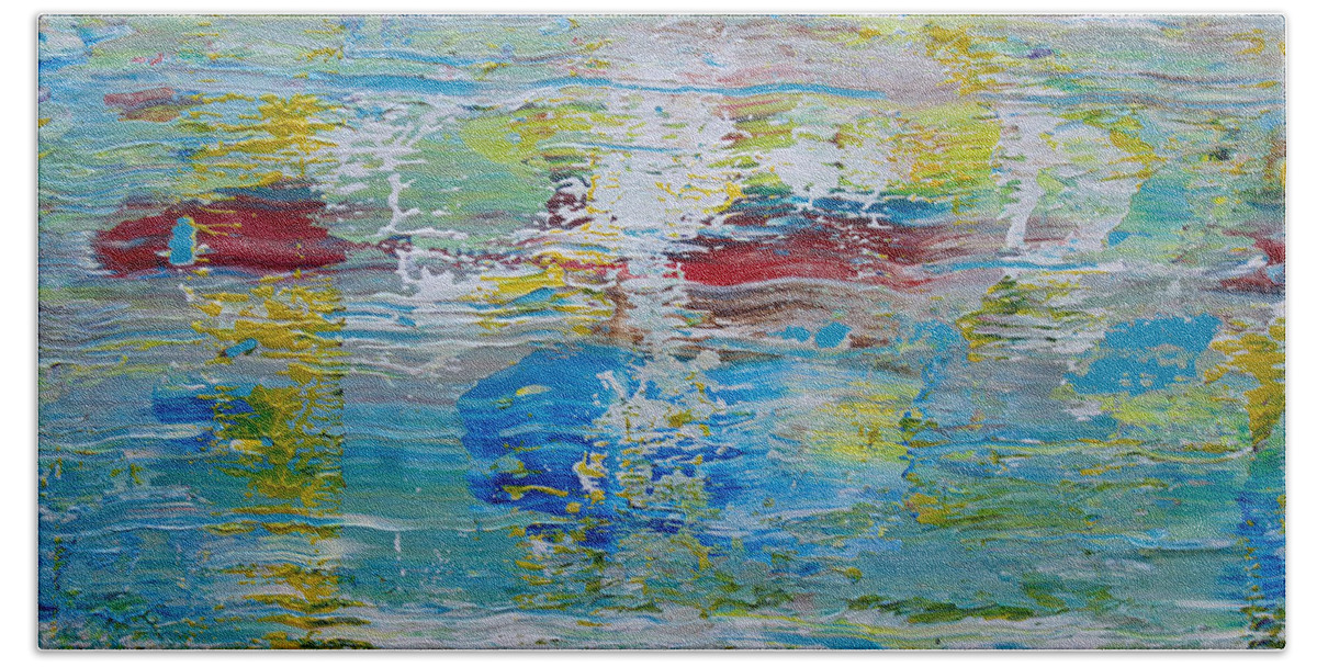 Derek Kaplan Art Beach Towel featuring the painting Opt.35.14 Dreaming With Music by Derek Kaplan