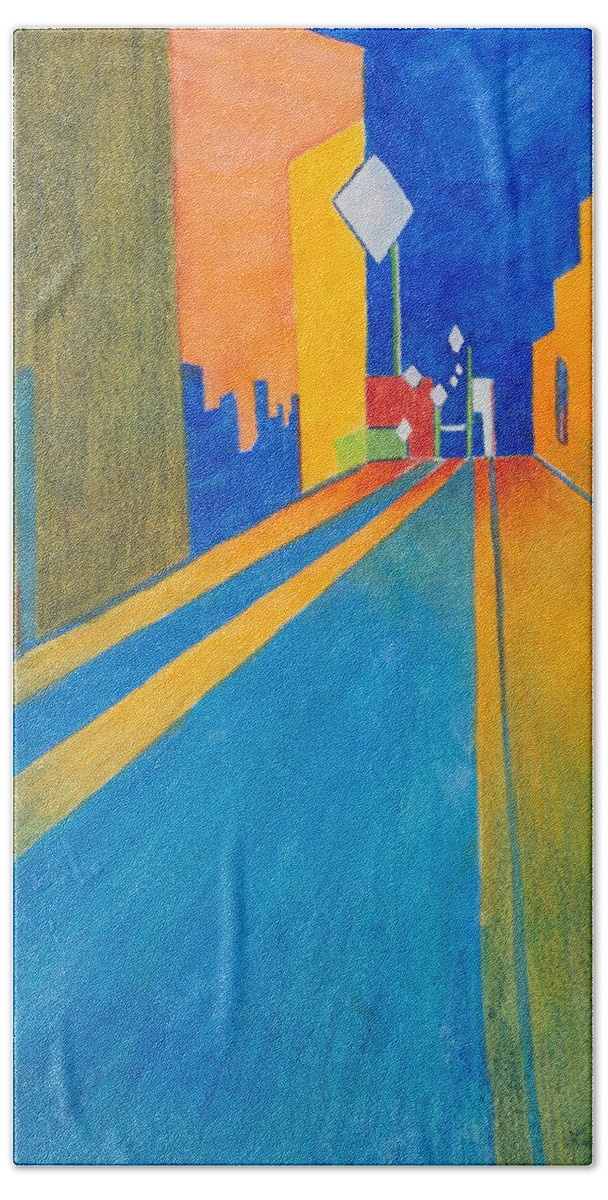 Watercolor Beach Towel featuring the painting Orange France at Night by Lee Beuther