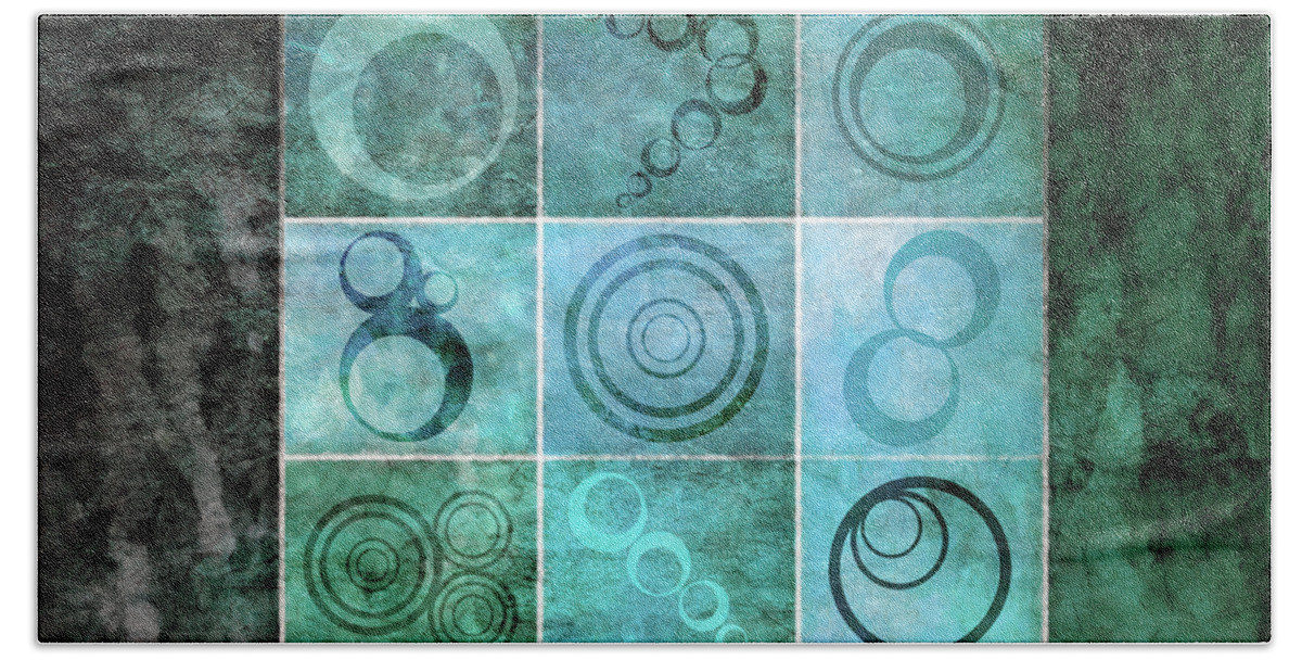 Abstract Beach Sheet featuring the mixed media Orb Ensemble 1 by Angelina Tamez