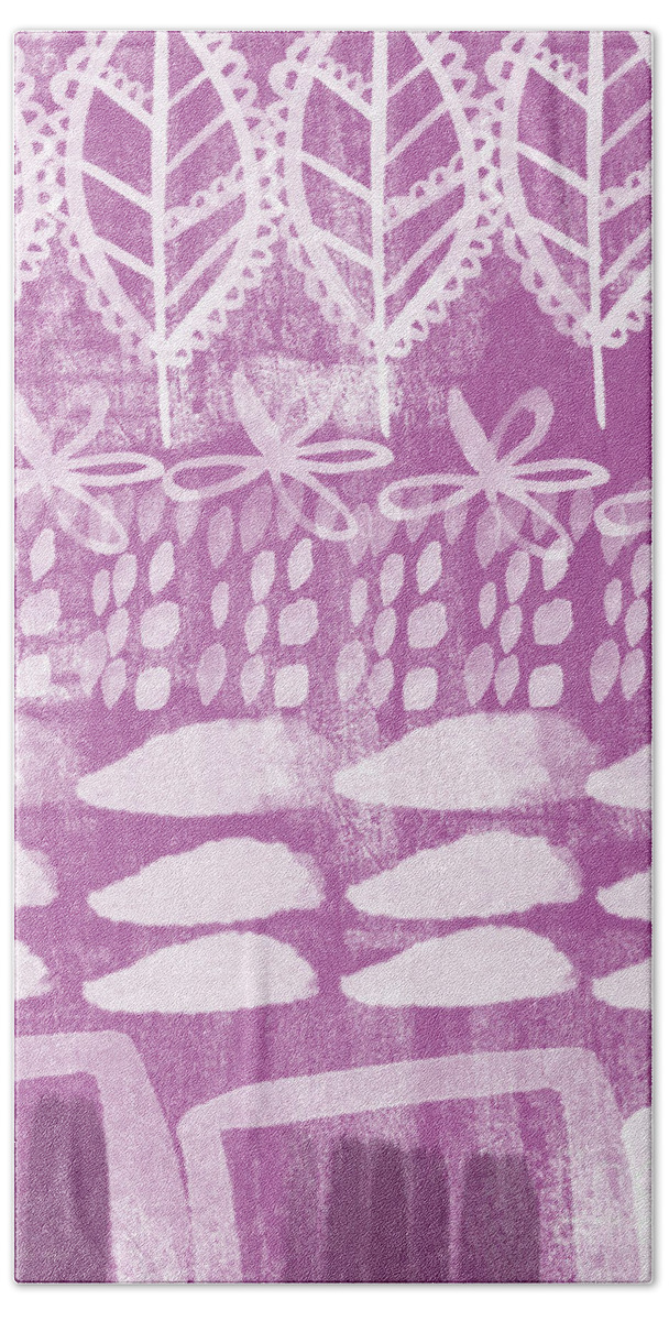 Radiant Orchid Beach Towel featuring the painting Orchid Fields by Linda Woods