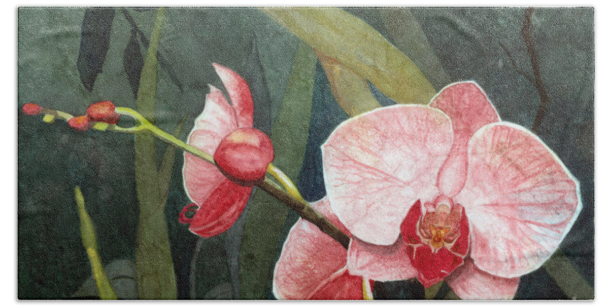 Flowers Beach Towel featuring the painting Orchid Trio 2 by Barbara Jewell