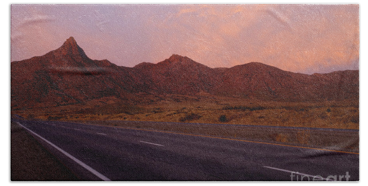 New Mexico Beach Towel featuring the photograph Organ Mountain Sunrise Highway by Michael Dawson