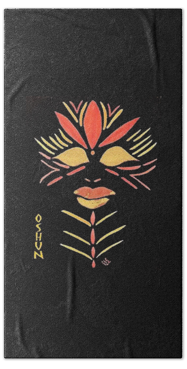Oshun Beach Towel featuring the painting Oshun by Cleaster Cotton