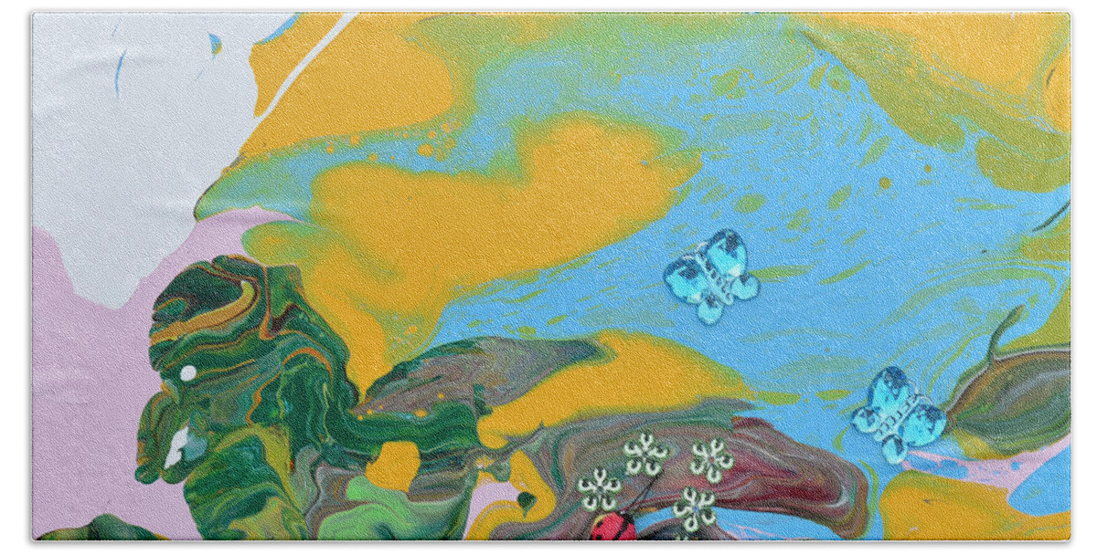Modern Beach Towel featuring the painting Out Grazing For Bugs by Donna Blackhall