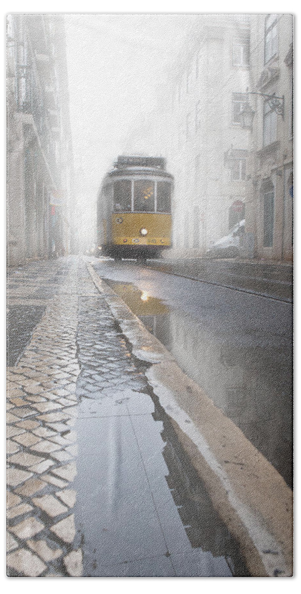 Lisbon Beach Sheet featuring the photograph Out of the haze by Jorge Maia