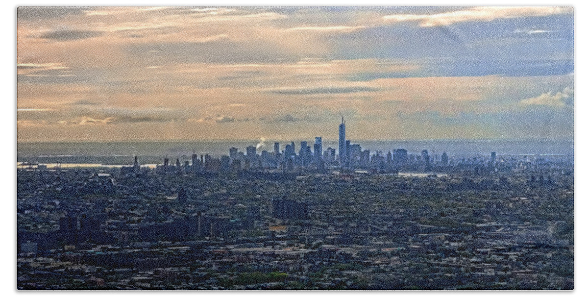 Nyc Skyline Beach Towel featuring the photograph Over East New York by S Paul Sahm