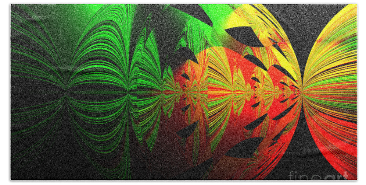 Unique Design Beach Towel featuring the photograph Art. Unigue Design. Abstract Green Red and Black by Oksana Semenchenko
