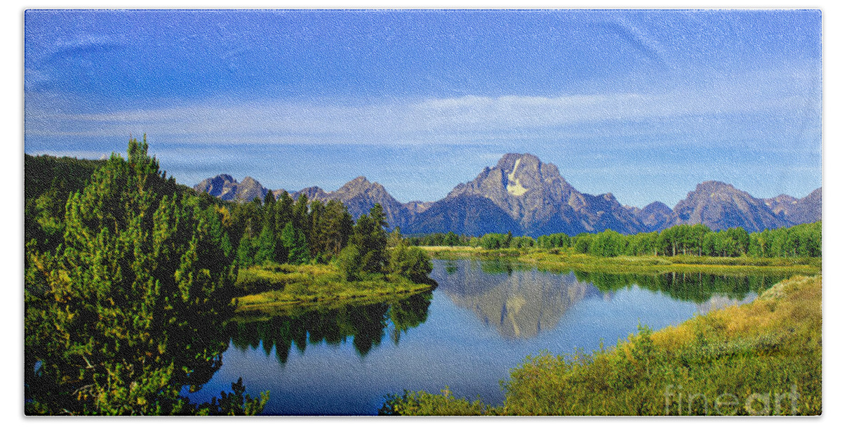Grand Teton Beach Towel featuring the photograph Oxbow Bend by Robert Bales