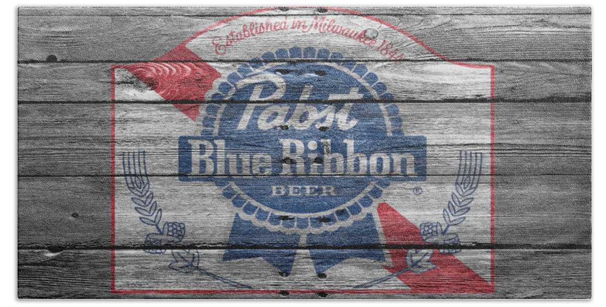Pabst Beach Towel featuring the photograph Pabst Blue Ribbon Beer by Joe Hamilton