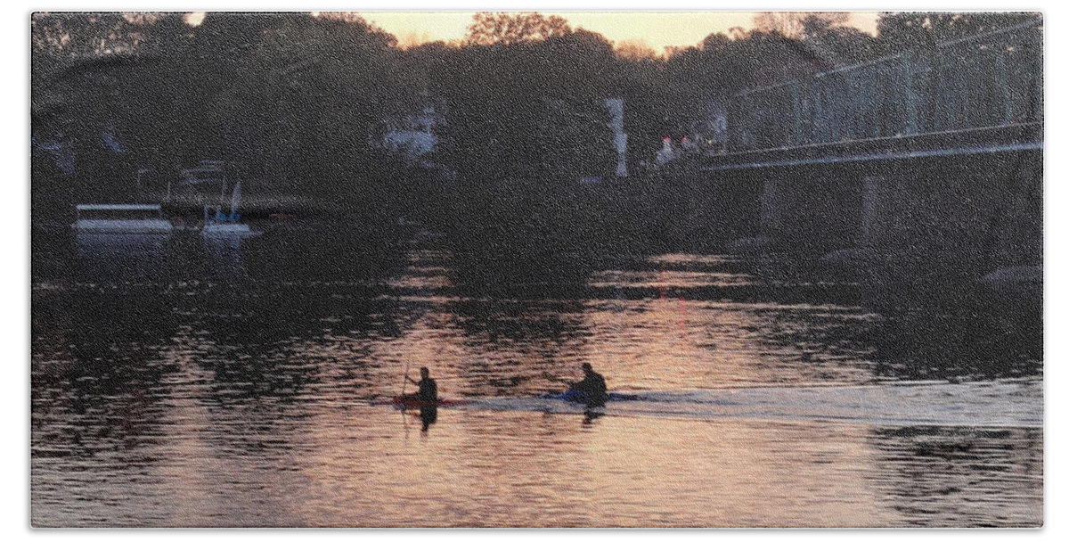 Boats Beach Towel featuring the photograph Paddling for Home by Christopher Plummer