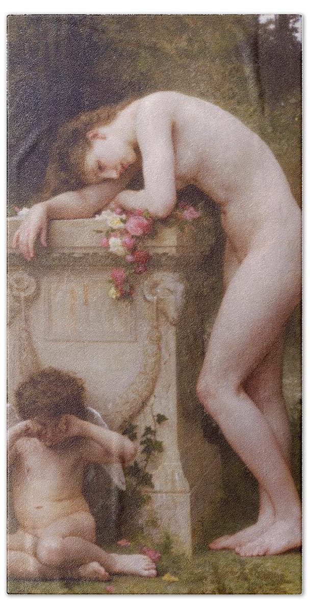 Pain Beach Towel featuring the painting Pain of Love by William Adolphe Bouguereau