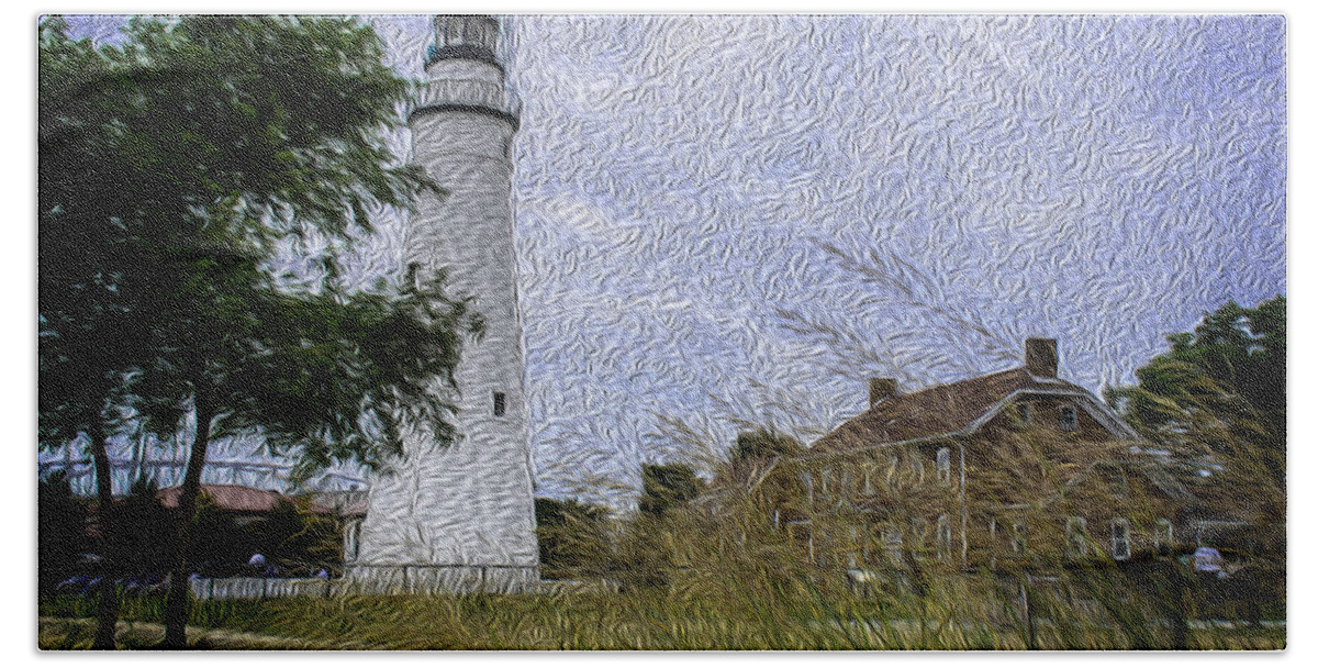 Usa Beach Towel featuring the photograph Painted Fort Gratiot Light House by LeeAnn McLaneGoetz McLaneGoetzStudioLLCcom