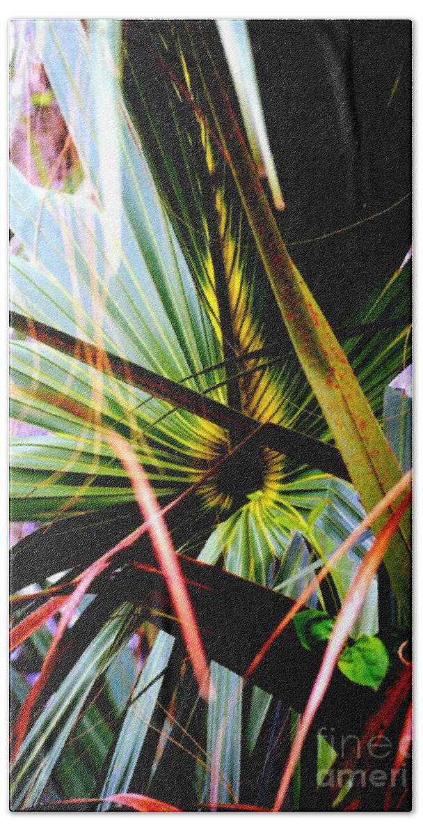 Nature Beach Towel featuring the photograph Palm Through The Fronds by Tamara Michael