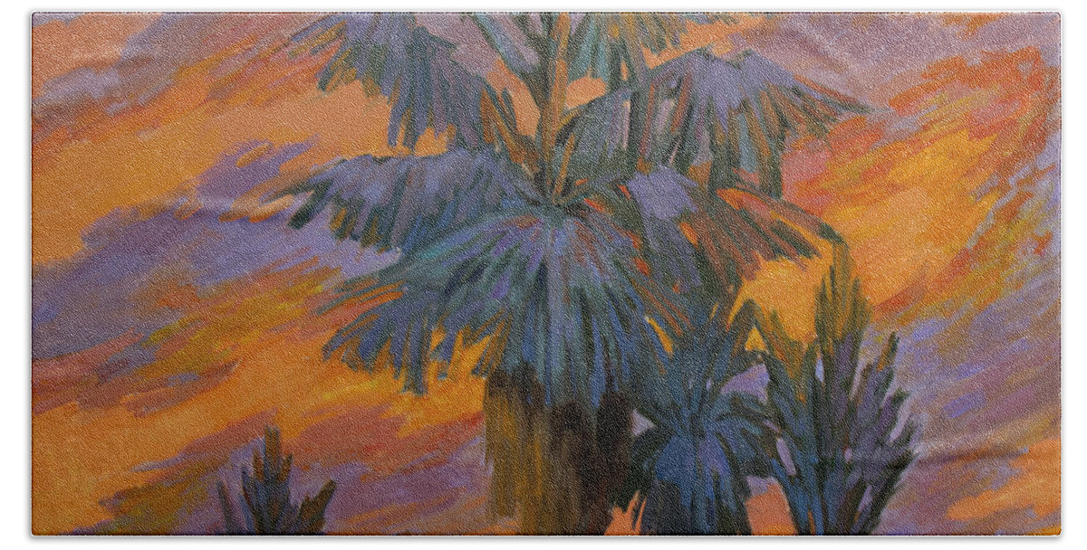Palm Trees Beach Towel featuring the painting Palm Trees Can Glow by Diane McClary
