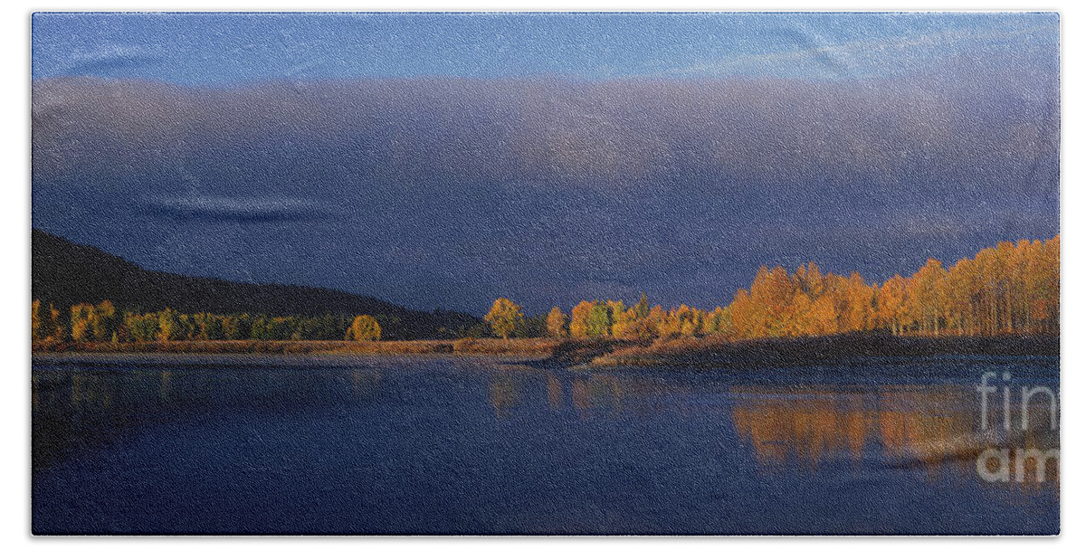 North America Beach Sheet featuring the photograph Panorama Clearing Storm Oxbow Bend Grand Tetons National Park Wyoming by Dave Welling