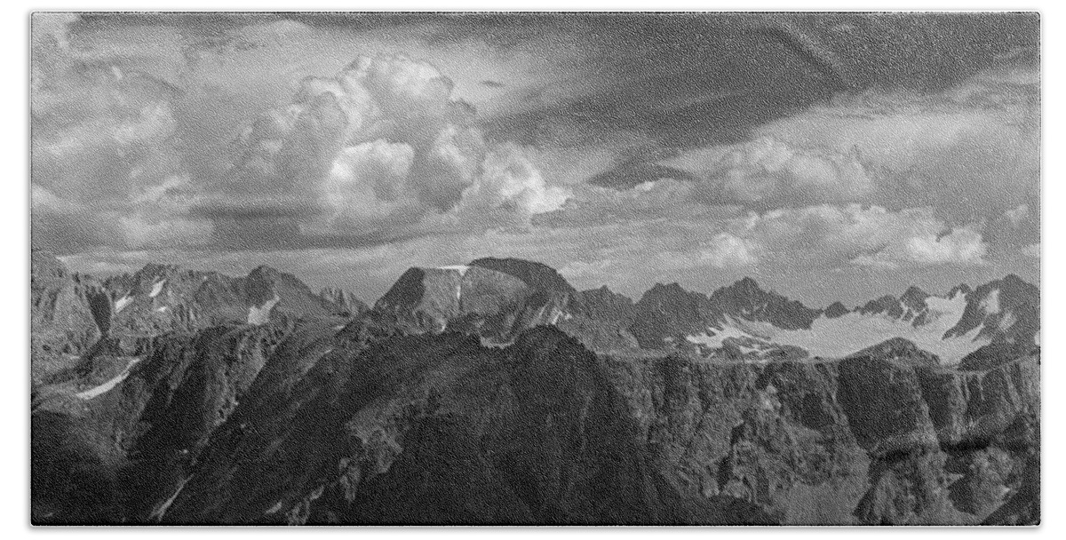 Panorama Beach Towel featuring the photograph 109334-BW-Panorama of northern Wind River Range by Ed Cooper Photography