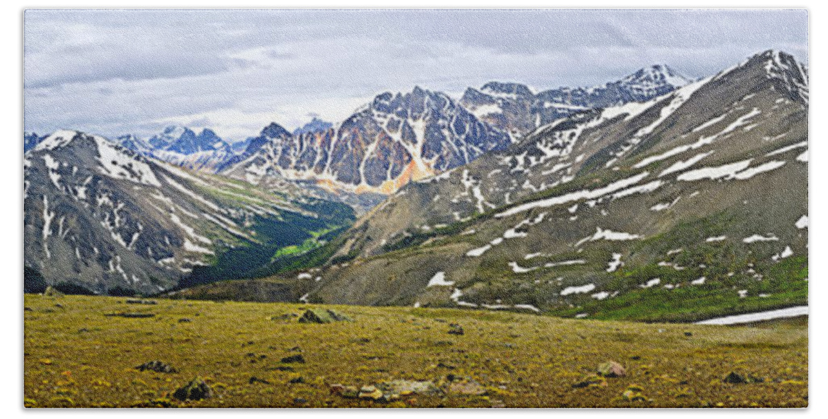 Mountains Beach Towel featuring the photograph Panorama of Rocky Mountains in Jasper National Park by Elena Elisseeva