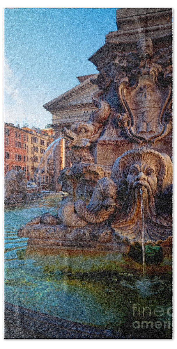 Europe Beach Towel featuring the photograph Pantheon Fountain by Inge Johnsson