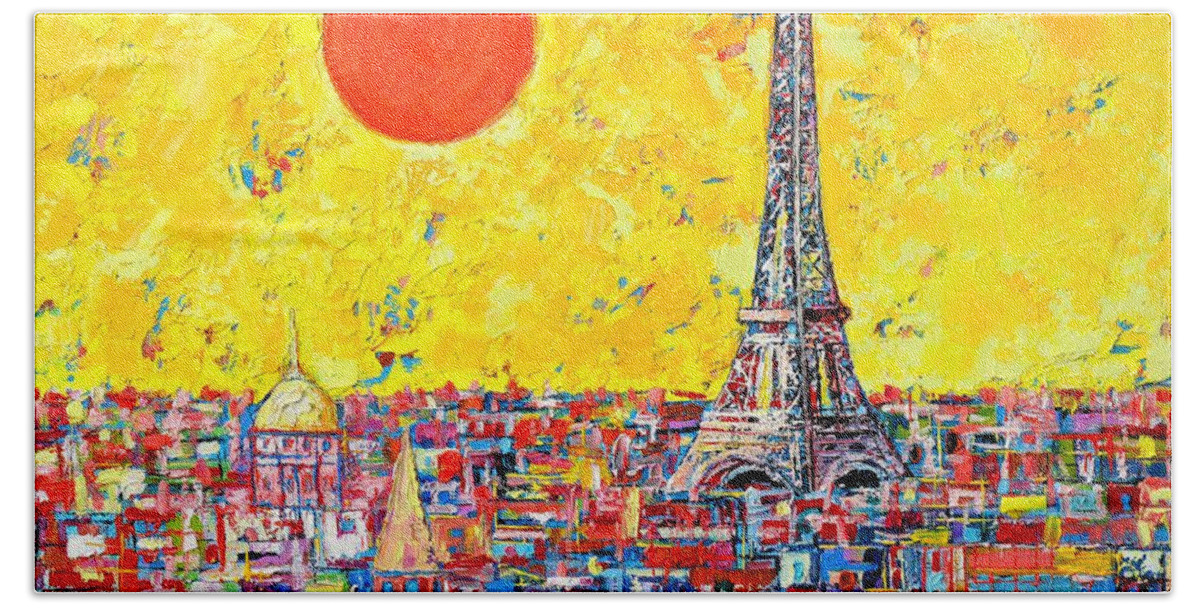 Paris Beach Towel featuring the painting Paris In Sunlight by Ana Maria Edulescu