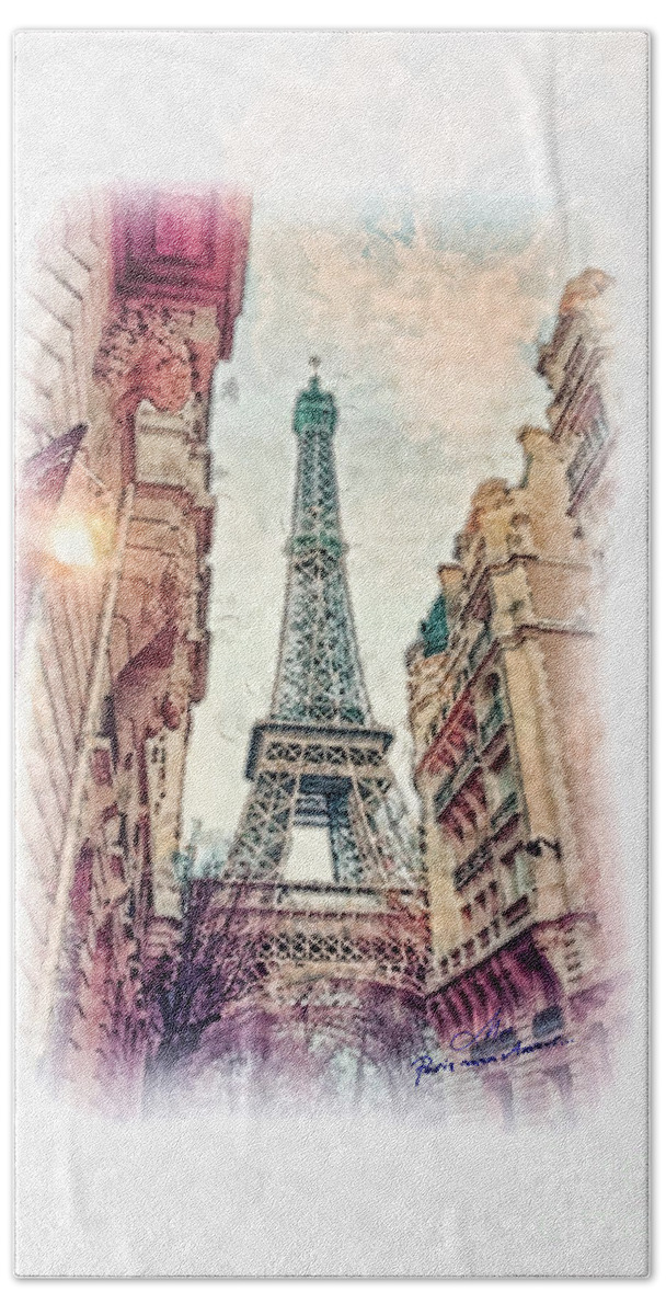Paris Beach Towel featuring the painting Paris mon Amour by Mo T