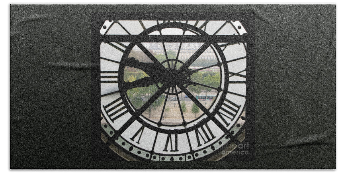 Clock Beach Towel featuring the photograph Paris Time by Ann Horn