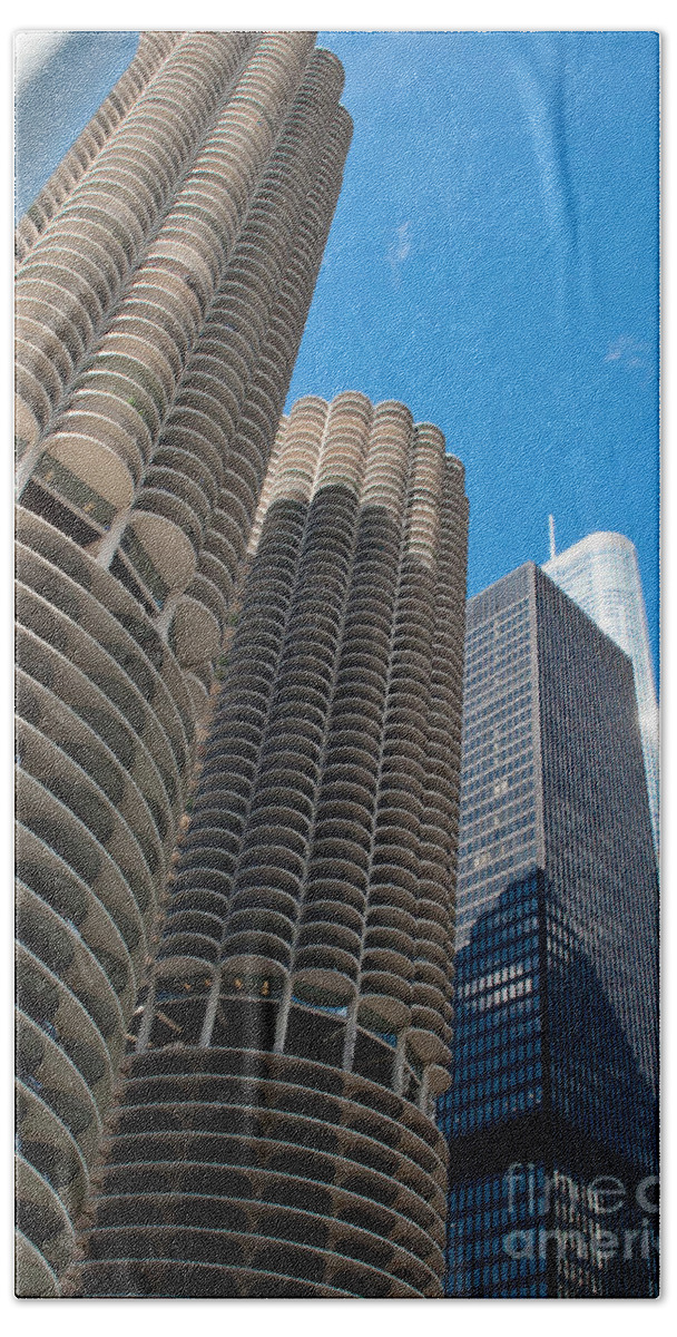 Parking Towers Beach Towel featuring the photograph Parking Towers in Chicago by Dejan Jovanovic