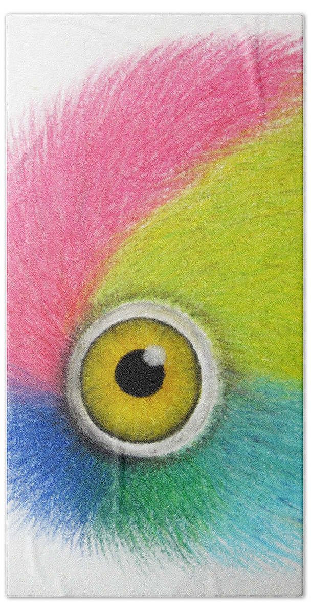 Parrot Beach Towel featuring the painting Parrot Eye by Oiyee At Oystudio