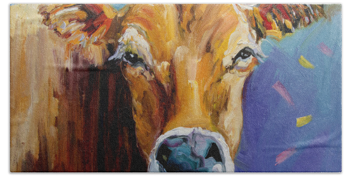 Cow Beach Towel featuring the painting Party Cow by Diane Whitehead