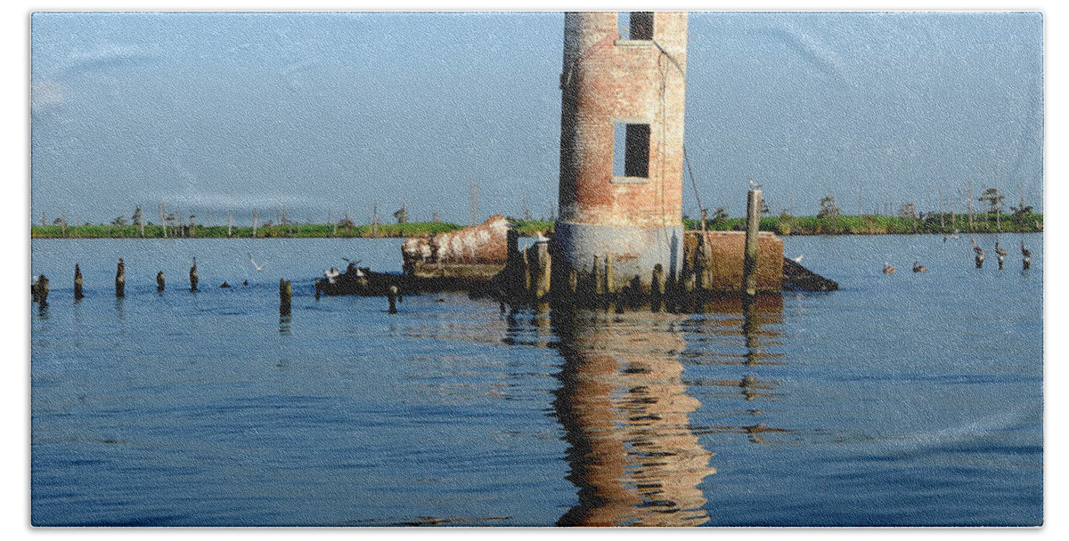 Lighthouse Beach Sheet featuring the photograph Pass Manchac Lighthouse by Charlotte Schafer