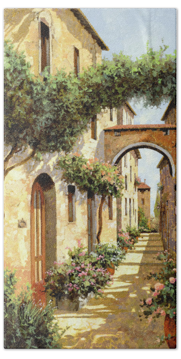 Landscape Beach Towel featuring the painting Passando Sotto L'arco by Guido Borelli