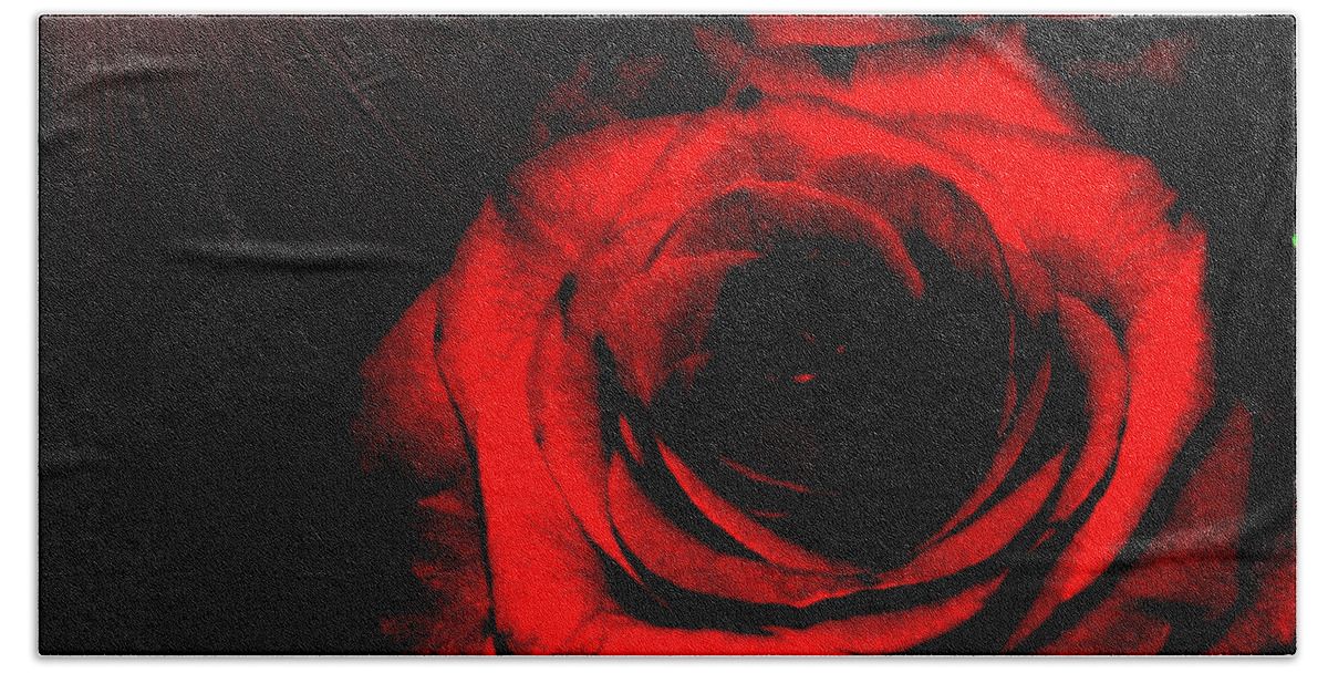 Photography Beach Sheet featuring the photograph Passion. Red Rose by Oksana Semenchenko